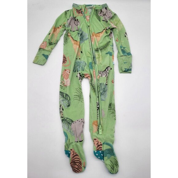 POSH PEANUT Wildlife Green One Piece Footie Sleeper Safari Limited Edition 3-6M - Picture 1 of 8